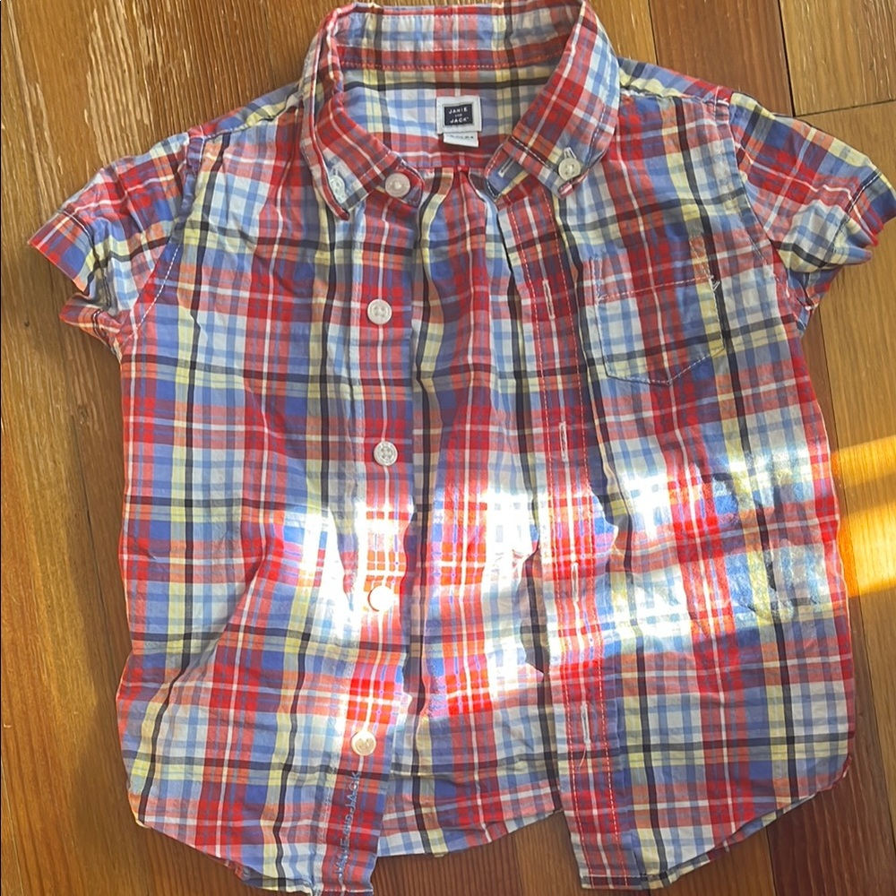 Janie and jack Plaid Kids Shirt - Red and Blue